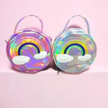 

Sweet Lolita Harajuku Cute Rainbow Laser Shouder Bag Round Handbag Kawaii Girl