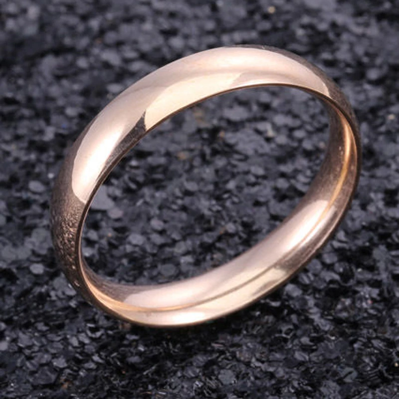 Latest Fashion Fortunately Rose Gold Women Men Polished Stainless Steel Ring Convention Jewelry Wedding Band Ring Valentine Gift