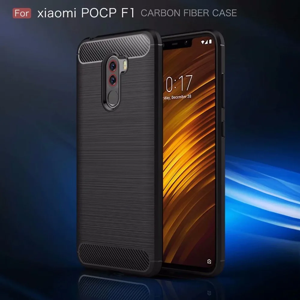 For Xiaomi Pocophone F1 Poco Little Carbon Fiber Case Silicon Cover Phone On Xiomi PocoF1 PocophoneF1 Soft TPU cover |
