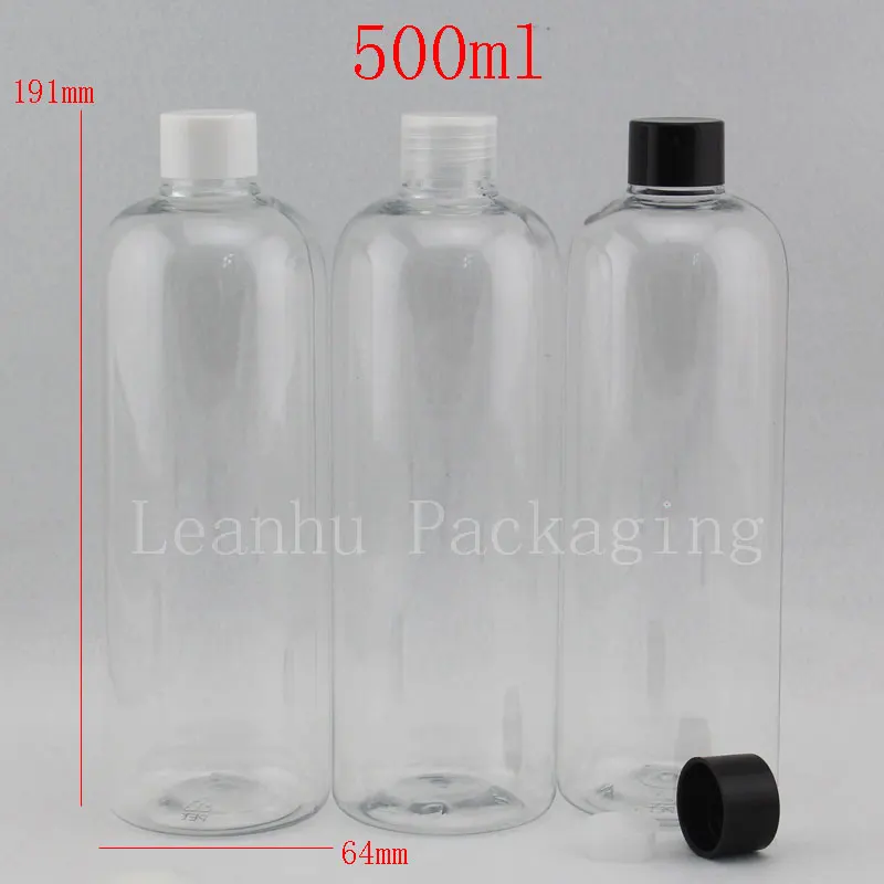500ml clear plastic bottles with screw lid , 500cc cosmetic packaging container bottle with a