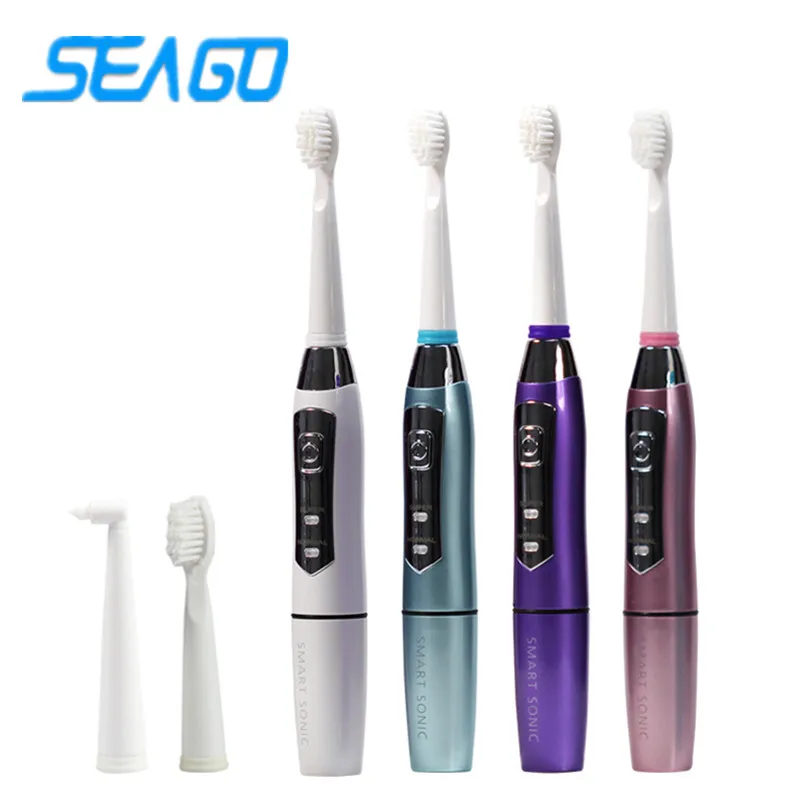 

SEAGO SG910 Electric Toothbrush Sonic Battery teeth whitening Oral Hygiene 4 pcs Brush Heads Dental Hygiene Replacement