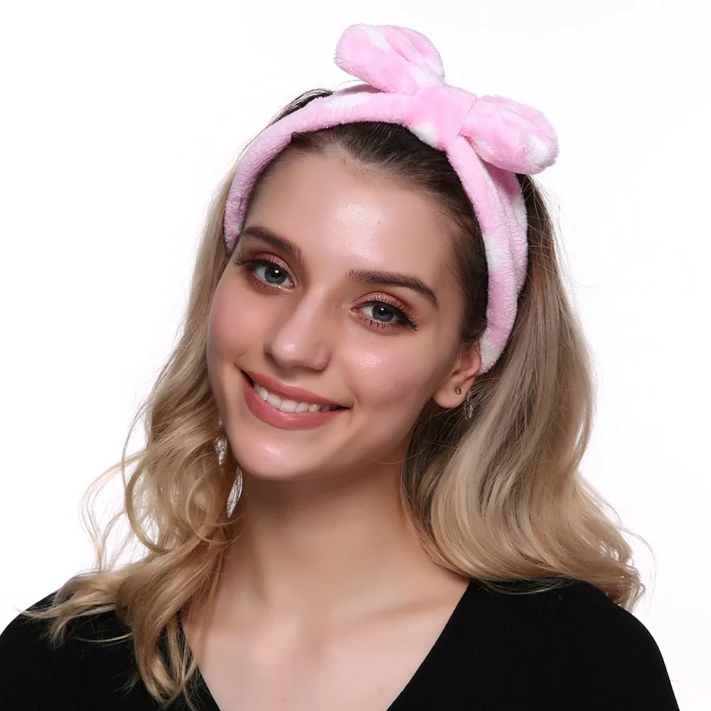 Cute Bow knot Women Elastic HeadBands For Wash Face Make Up Wear Mask