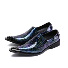 Zapatos hombre Blue spiked loafers print mens pointed toe dress shoes italian leather sapato social brand shoes men flats Zapatos hombre Blue spiked loafers print mens pointed toe dress shoes italian leather sapato social brand shoes men flats