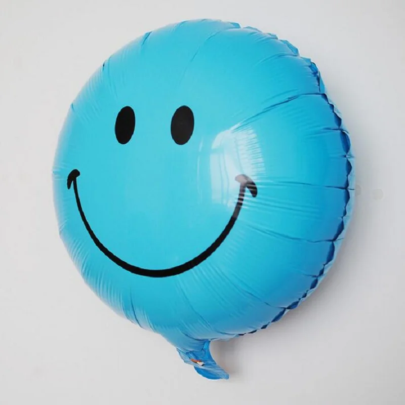 5 шт. 18 дюймов улыбающееся лицо воздушный шар из фольги шар баллон гелия на день рождения Свадебная вечеринка украшения Дети balony воздушные шары для детского душа - Цвет: Синий