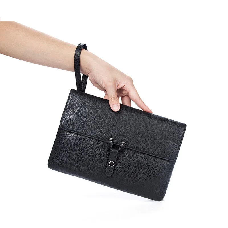 

Factory Outlet Genuine Leather Men's Hand Bag Fashion Trendy Envelope Style Business Large Capacity Clutch Men's Clutch bags