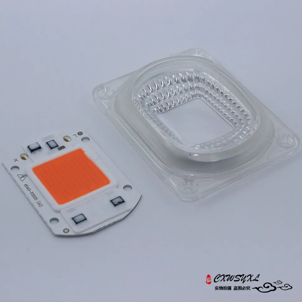 High Power Full Spectrum COB LED Grow Light Lamp Chip + lens 50W 30W 20W 110-220V Grow Led Chip For DIY LED Growth Flood Light