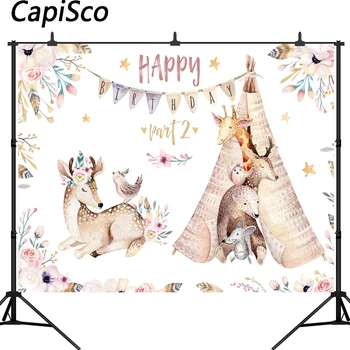 

Capisco Animal Flower Birthday Party Baby Newborn Photography Backgrounds Customized Photographic Backdrops For Photo Studio