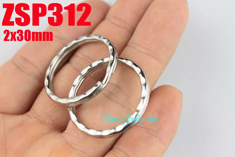 

30mm stainless steel knurling key-ring Key Chain jewelry Split Key Rings DIY accessories parts 100pcs ZSP312
