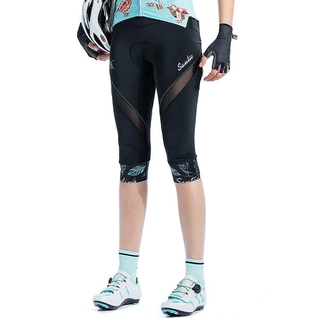 Santic Cycling Shorts Women 4D Padded Road Mountain Bike Shorts 3/4 Quick Dry Riding Short Pants 