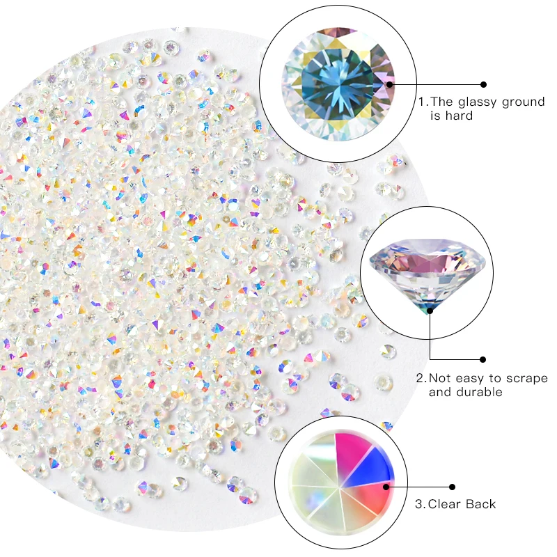 1 упаковка многоразмерные стеклянные стразы смешанные цвета, плоский с задней стороны AB Хрустальные Стразы 3D очаровательные драгоценные камни DIY маникюр Дизайн ногтей украшения