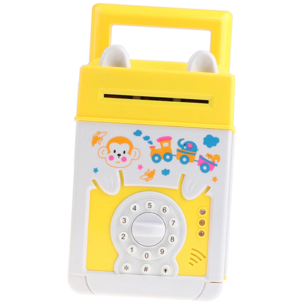 Electronic Password Piggy Bank for Kids Girls Boys Mini ATM Coin Cash Money Saving Box Pretend & Banking Toy Kid Gifts - Monkey