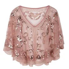 Винтажная черная сетка 1920s& блестки Хлопушка капель розовый/бежевый/Абрикосовый/розовый