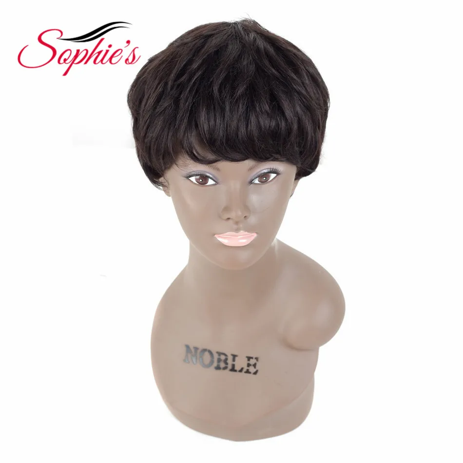 Sophie's Short Human Hair Wigs Non-Remy Human Hair Brazilian For Women Natural Wave Honey Wigs 1B,99J 65g
