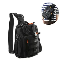 Hetto Waterproof Fishing Sort out Bag pack Tactical Sling Shoulder Crossbody Chest Nylon Bag Pack with Water Bottle Holder