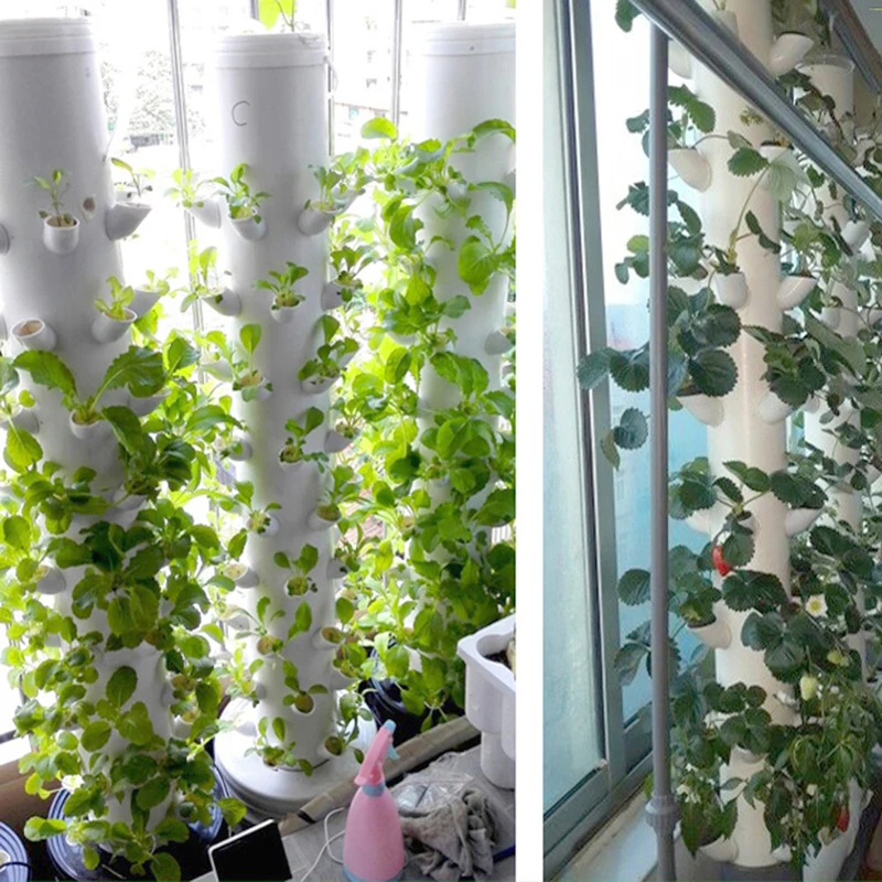 Column Pipe Fixed Plant Cup Hydroponic Systems Greenhouse Balcony Vegetables Strawberry Pipe Nurturing Indoor kit 5 Pcs