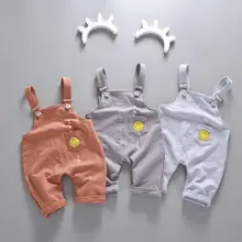 Летний детский мультяшный комбинезон, штаны Одежда для маленьких мальчиков и девочек Комбинезон шорты с поясом повседневные хлопковые комбинезоны унисекс Y501