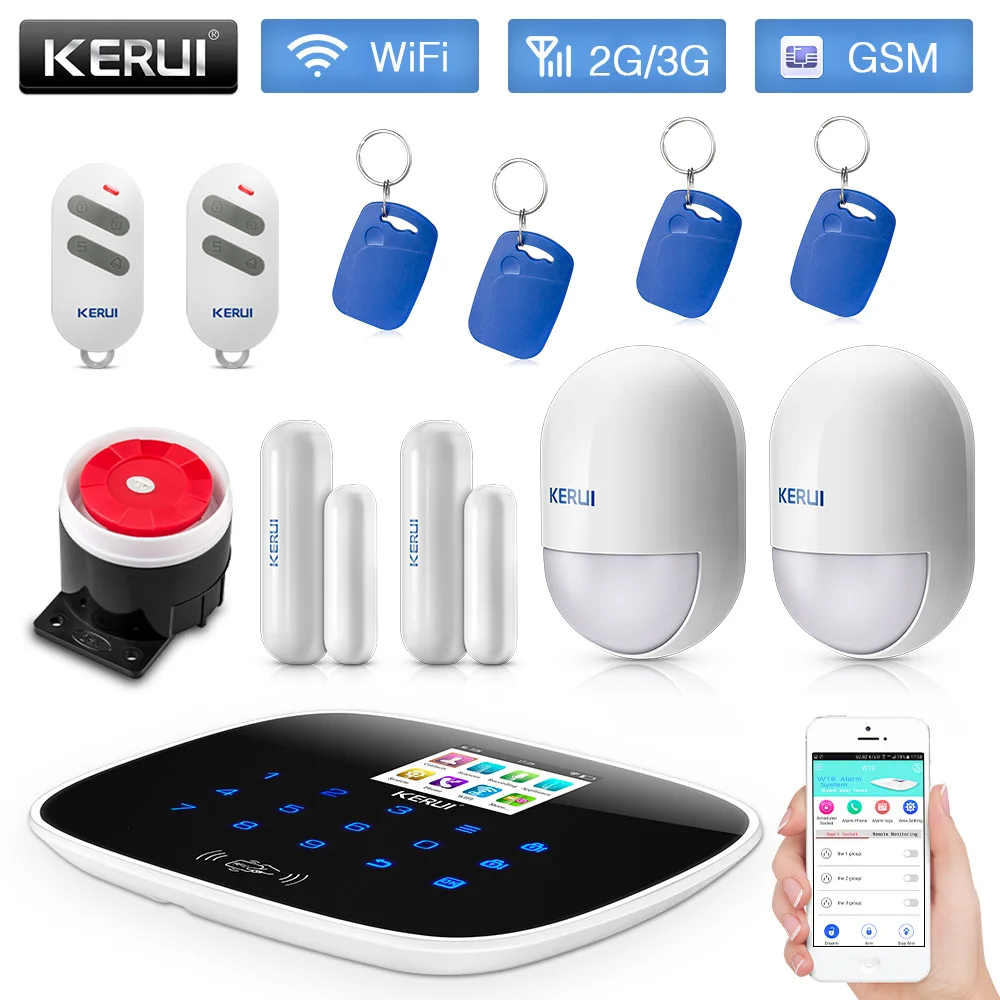 KERUI 3g WiFi GSM охранная сигнализация PSTN RFID IOS Android приложение управление беспроводной умный дом Охранная сигнализация датчик сигнализации DIY комплект - Цвет: KIT4