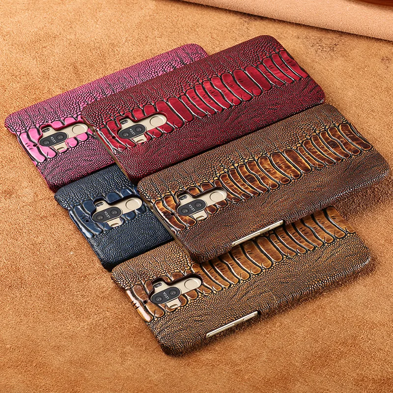 

LANGSIDI Case For Xiaomi Mi 8 9 A2 Lite 6 case Genuine Leather Back Cover Luxury Ostrich Skin Texture Cover for xiaomi note 5 7