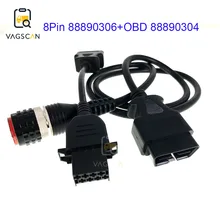 88890306 8 pin FCI кабель с 88890304 OBD2 OBDII грузовик диагностический кабель для Volvo Vocom экскаватор оборудование