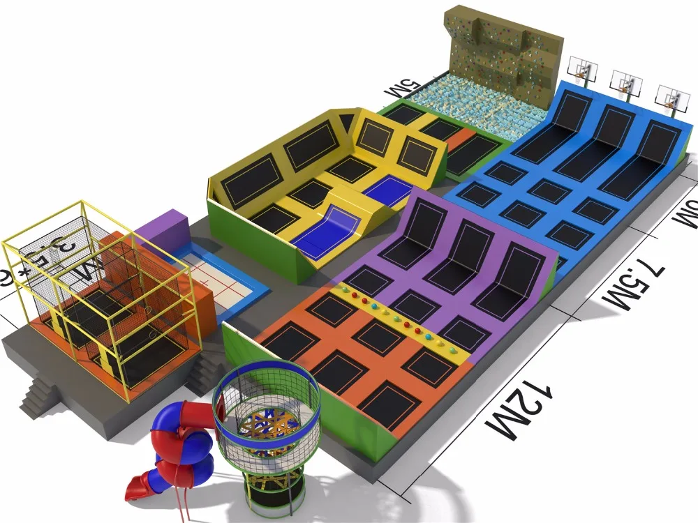 CE сертифицировано Батутный парк на заказ коммерческий Крытый взрослых Фитнес большой батут hz-5906