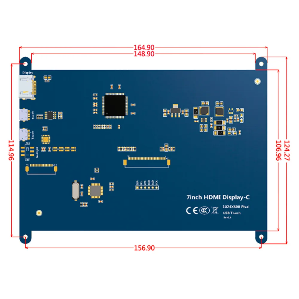 Rev2.1 7 дюймов HDMI ЖК-дисплей Экран модуль емкостный сенсорный экран для Raspberry Дисплей Ultra Clear малиновый пирог 1024X600