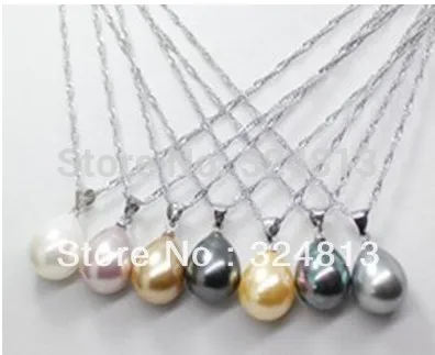 

wholesale 7pcs color 14mm southsea mother of pearl shell pendant necklace