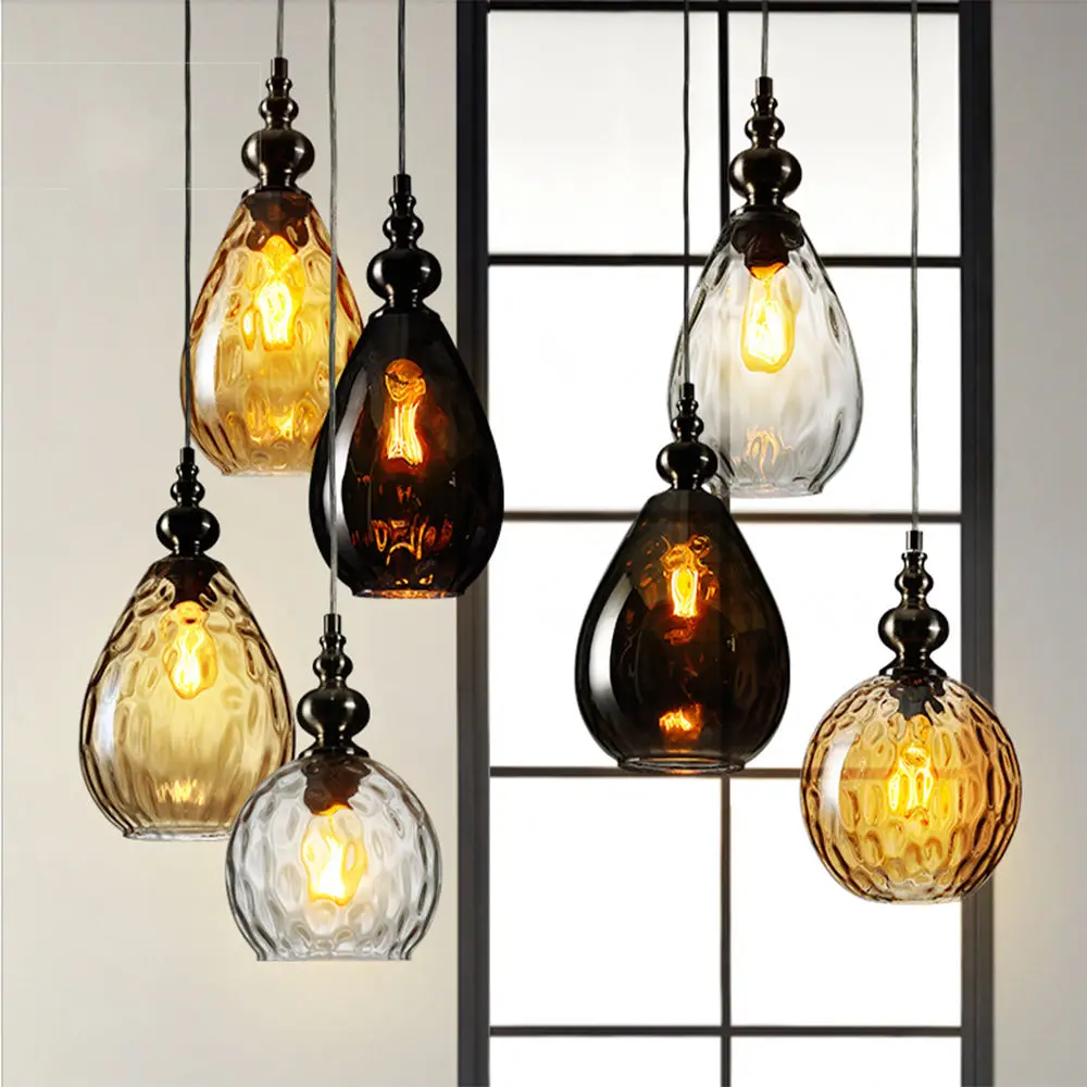 Nordic LED Glass Ceiling Light Loft Fixture Cafe Bar Pendant Coffee