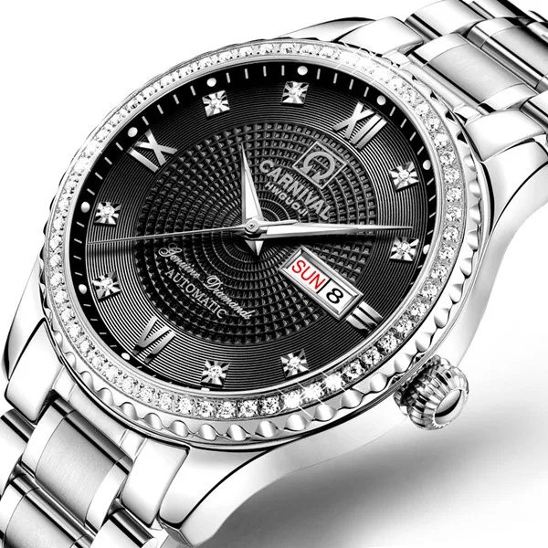 Мужские часы Топ Бренд роскошные золотые часы Неделя Дата светящиеся водонепроницаемые часы Ceasuri Relogio браслет часы мужские Hodinky часы - Цвет: Silver black