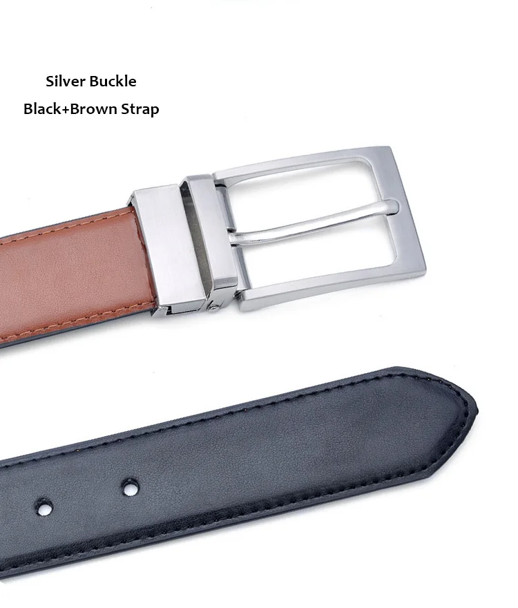 mens brown leather belt Mens Belt Formal Leather Reversible Buckle Belts Mens Leather Handmade Belt Hot Fashion Cowhide Leather Male Belt Black Color leather belt