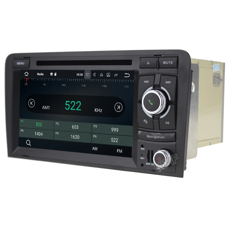 Best Android 8.0 4GB+32GB 7" 2 DIN Car DVD Player GPS Navigation Radio Canbus USB SD for Audi A3 8P/A3 8P1 3-door Hatchback/S3 8P/RS3 9