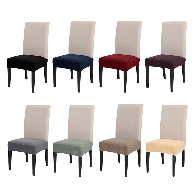 

Dining Chair Cover Spandex Stretch Elastic Half-wraped Solid Chair Seat Cover Anti-dirty Removable Washable for Household Use