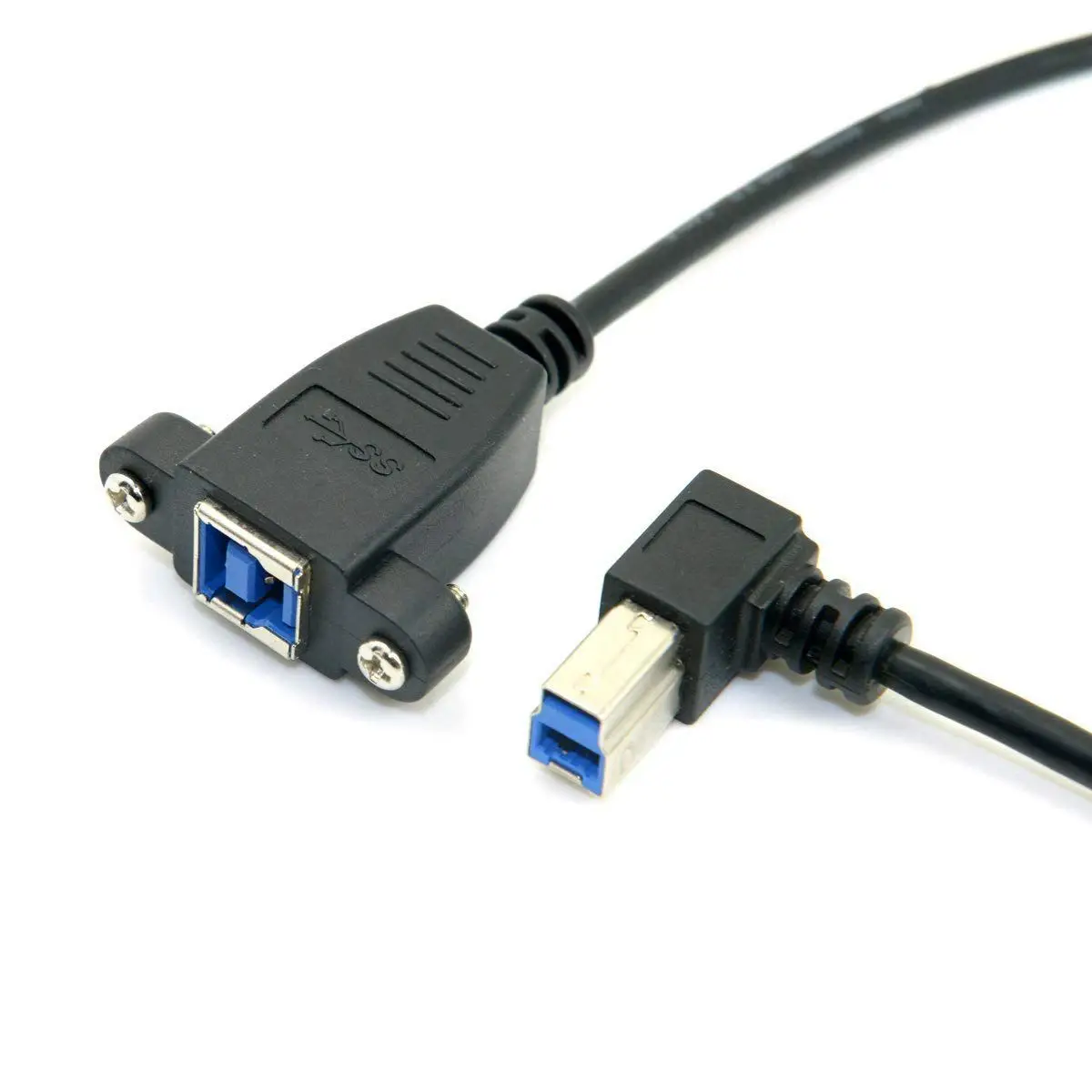 40 см USB 3,0 крепление на заднюю панель B Тип гнездо под прямым углом 90 градусов B Тип Мужской Удлинительный кабель