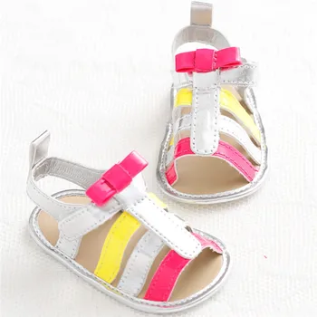 

Rainbow Color Summer Baby leather Soft Sole Sandals Princess Bow Baby Beach Shoes for Age 0-18M