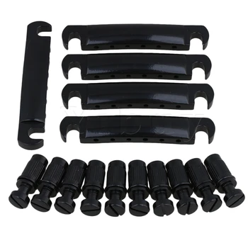 

Yibuy 5 PCS Balck Stop Bar Tailpiece & Anchors for Electric Guitar
