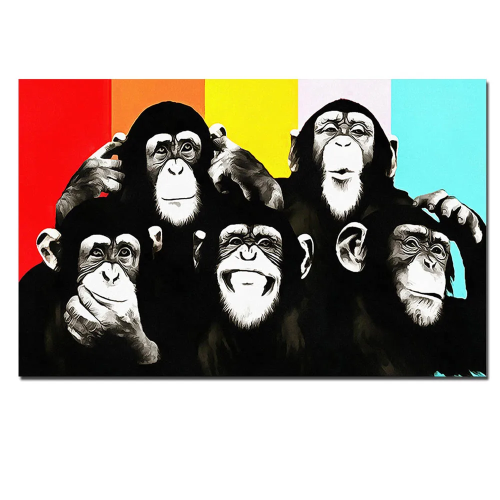 Colorful Monkey Animal Poster Print Canvas Paintings For Living Room Wall Art Cuadros Pictures Unframed