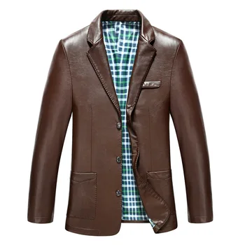 

2020 men's pu leather jacket lapels leisure suit collar fur clothing