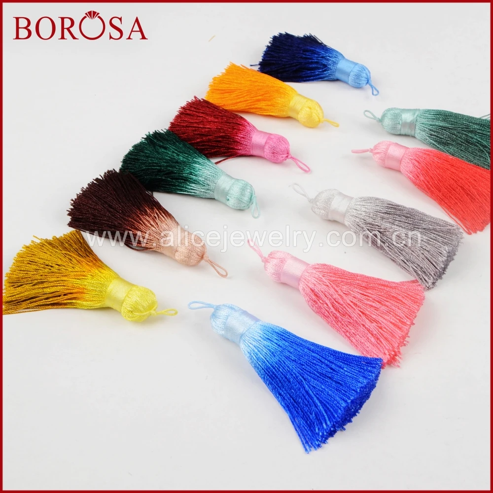 Borosa 10 шт. смешивания Цвет кисточкой Шелковый Нитки Кулон Шарм ювелирных изделий