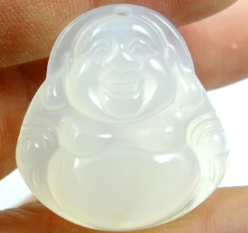 

Natural Quartz crystal Madagascar Marine Chalcedony stone hand-carved Buddha pendant Gems beads jewelry Making 3Pcs