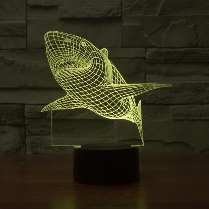 3d Светодиодная лампа ночник креативная Акула детская настольная лампа голограмма Иллюзия спальня гостиная 7 видов цветов Usb Светодиодная л... 3d Светодиодная лампа ночник креативная Акула детская настольная лампа голограмма Иллюзия спальня гостиная 7 видов цветов Usb Светодиодная л...