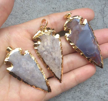 

YA2238 Natural Stone Arrow shaped Pendant Gold color 56x26x5mm