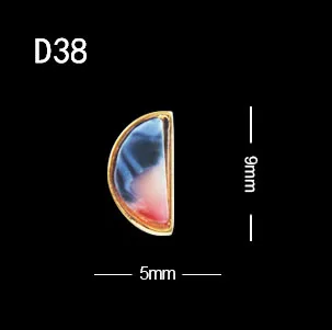 10 шт./лот, японский стиль, полукруглый Янтарь с золотым ободком, имитация камня, украшение для ногтей, стразы - Цвет: D38