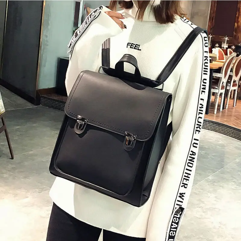 

Women's Leather Backpack Women Vintage Bag Waterproof School Bags for Teenagers Girls Retro Casual Backpacks Woman 2019 New