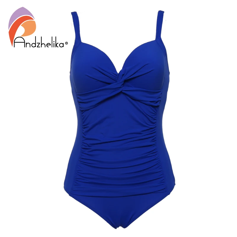 Andzhelika 2017 New Plus Size Swimwear Sexy Bandage Deep Cup Swimwear Full Lining Women One Piece