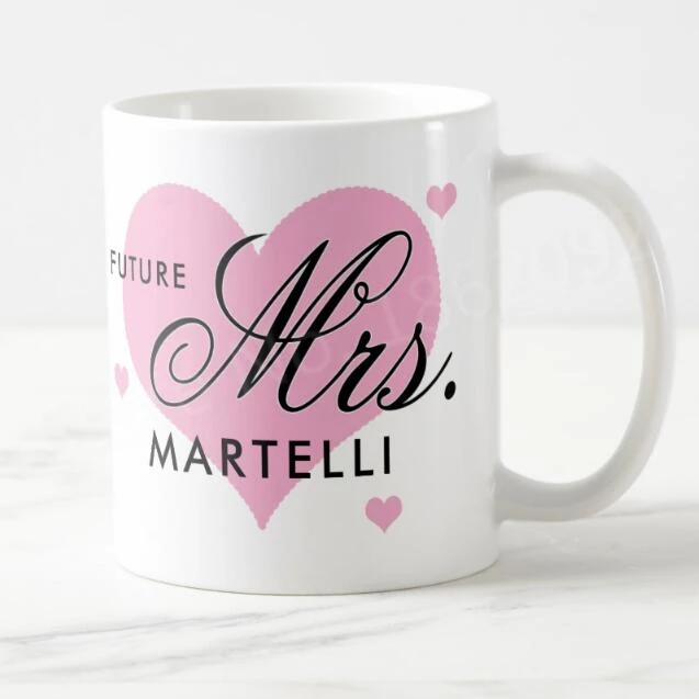 

Pink Personalized Future Mrs Custom Name Engagement Gift Personalised Bride To Be Coffe Mug Tea Cup Heart Bridal Shower Decor