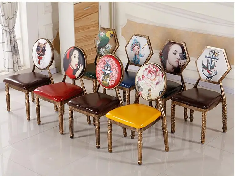 European dining chair simple iron art cafe table and chair retro hotel restaurant chair . European dining chair simple iron art cafe table and chair retro hotel restaurant chair .