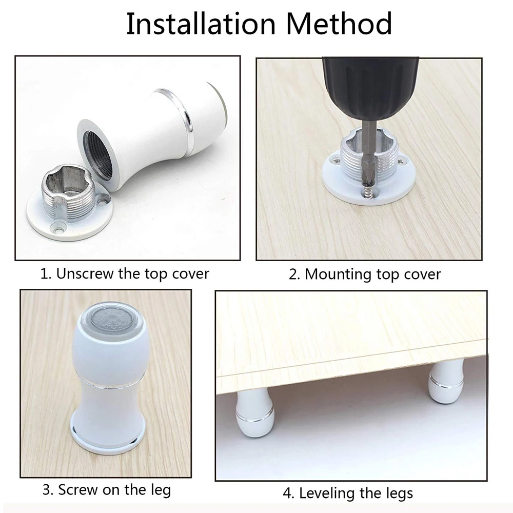 80 мм Регулируемые Алюминиевые ножки для мебели шкафы столы-стулья диван ноги с нескользящей прозрачной резиновой основой белый набор из 4