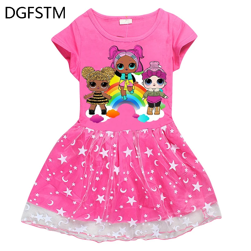

Lol surprise Dolls summer princess dress 2018 pink baby girl children party dress cartoon Birthday party children clothing dress