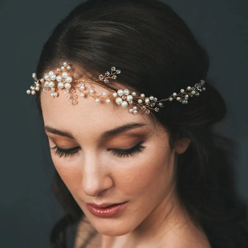 

Women Floral Bridal Handmade Imitation Pearl Headband Hair Jewelry Wedding Hair Accessories @M23