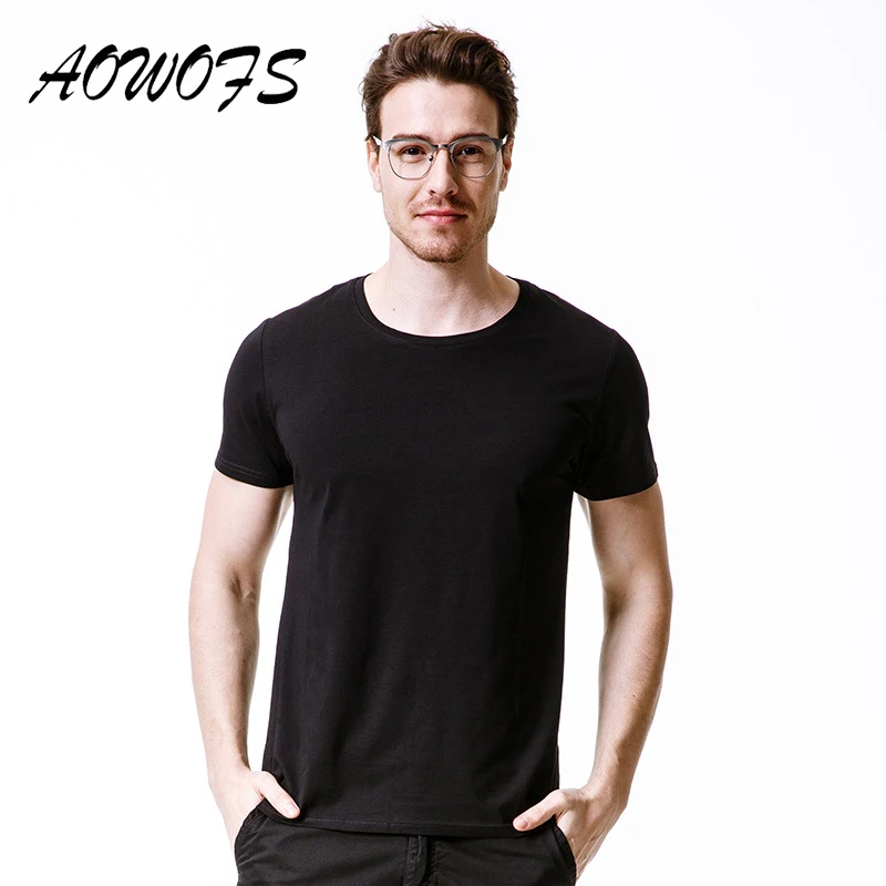 Plain Black Mens T Shirts with Soft Cotton Men T shirt Comfortable tshirts for Summerin T