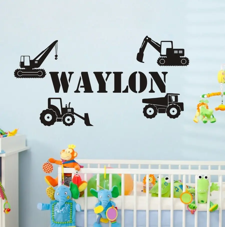 Boys Room Decoration Customize Decals Car Truck Vinyl Removable Wall Sticker Kids Boys Bedroom